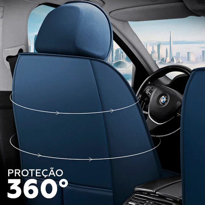 Capa Universal Hermen Completa para Carro em Couro Legítimo com AirBag + BRINDES: Tapetes Automotivos